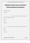 Substitute Teacher Course Final Exam Practice Questions and Answers