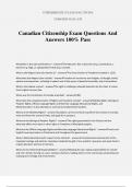 Canadian Citizenship Exam Questions And Answers 100% Pass