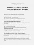 CANADIAN CITIZENSHIP TEST Questions And Answers 100% Pass