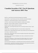 Canadian Securities (CSC) Test #1 Questions And Answers 100% Pass