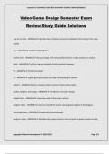 Video Game Design Semester Exam Review Study Guide Solutions