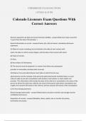 Colorado Licensure Exam Questions With Correct Answers