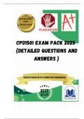 CPD1501 EXAM PACK 2025  {DETAILED QUESTIONS AND ANSWERS }