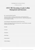 CPCU 500- Becoming a Leader in Risk Management and Insurance