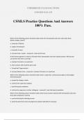 CSMLS Practice Questions And Answers 100% Pass