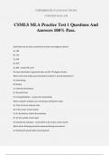 CSMLS MLA Practice Test 1 Questions And Answers 100% Pass.