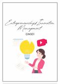 EIM301 - Entrepreneurship and Innovation Management III Exam Summary