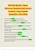 DAANCE Module 1-Basic Sciences | Questions and Correct Answers | Latest Update 2024/2025 | 100% PASS