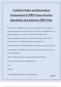 Certified Parks and Recreation Professional (CPRP) Exam Practice Questions and Answers 100% Pass