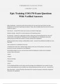 Epic Training COG170 Exam Questions With Verified Answers