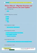 History Edexcel - Migration Questions and  Correct Answers the Latest Update