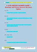 A LEVEL EDEXCEL BUSINESS PAPER 1 Questions and Correct Answers the Latest  Update