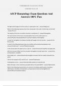 ASCP Hematology Exam Questions And Answers 100% Pass