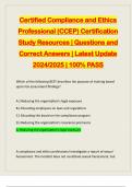 Certified Compliance and Ethics Professional (CCEP) Certification Study Resources | Questions and Correct Answers | Latest Update 2024/2025 | 100% PASS