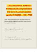 CCEP Compliance and Ethics Professional Exam | Questions and Correct Answers | Latest Update 2024/2025 | 100% PASS