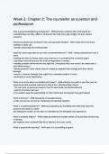 Week 2 Chapter 2 The counsellor as a person and professional exam questions with correct answers with complete A+solution 2024/2025 