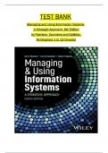 Test Bank for Managing and Using Information Systems: A Strategic Approach, 8th Edition by Pearlson, Saunders and Galletta, All 1-13 Chapters Covered ,Latest Edition, ISBN:9781394215447