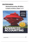 Solution Manual For Advanced Accounting, 5th Edition by Hopkins and Halsey, ISBN: 9781618534323, All Chapters 1 to 19 Covered, Verified Latest Edition 