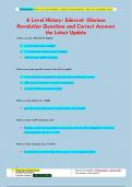 A Level History- Edexcel- Glorious  Revolution Questions and Correct Answers  the Latest Update