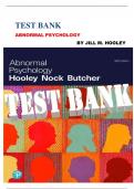 Test Bank For Abnormal Psychology 18th Edition  By James N Butcher, Jill M Hooley, Matthew Nock, Susan Mineka All Chapters LATEST