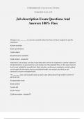 Job description Exam Questions And Answers 100% Pass