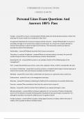 Personal Lines Exam Questions And Answers 100% Pass