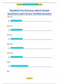 SkyWest Pre-Entrance Work Packet Questions and Correct Verified Answers