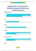 SkyWest Pre-Training Packet - Definition Questions and Correct  Verified Answers s