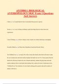 ANTHRO 1 BIOLOGICAL  ANTHROPOLOGY SRJC Exam 1 Questions And Answers