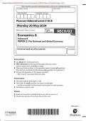 Pearson Edexcel 9EC0/02 GCE A Level In Economics A (9EC0) Paper 02 The National and Global Economy Merged Question Paper + Mark Scheme