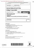 Pearson Edexcel 9EB0/03 GCE In Economics B (9EB0) Paper 03: The Economic Environment and Business Merged Question Paper + Mark Scheme