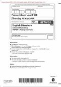 Pearson Edexcel 8ET0/01 Level GCE Advance Subsidiary In English Literature (8ET0) Paper 1: Poetry and Drama Merged Question Paper + Mark Scheme