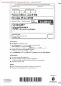 Pearson Edexcel 8GE0/01 GCE In Geography (8GE0) Paper 1: Dynamic Landscapes Merged Question Paper + Mark Scheme