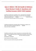 Quiz 3: NR222 / NR 222 Health & Wellness Exam Review| Grade A| Questions and Verified Answers (2024/ 2025 Update)