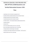 ABO OPTICAL EXAM Questions and Verified Rationalized Answers 100% Pass