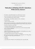 Molecular Cell Biology EXAM 1 Questions With Correct Answers