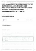 2024 newest| OBJECTIVE ASSESSMENT1 WGU C201 BUSINESS ACUMEN |2024-2025 UPDATE|COMPREHENSIVE QUESTIONS AND VERIFIED SOLUTIONS/CORRECT ANSWERS|GET 100% ACCURATE!!