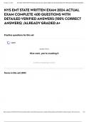 NYS EMT STATE WRITTEN EXAM 2024 ACTUAL EXAM COMPLETE 400 QUESTIONS WITH DETAILED VERIFIED ANSWERS (100% CORRECT ANSWERS) /ALREADY GRADED A+