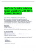 NetSuite SuiteFoundations Exam Questions with 100% Correct Answers 