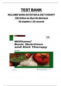 TEST BANK for  WILLIAMS' BASIC NUTRITION & DIET THERAPY 15th Edition by Staci Nix McIntosh All chapters 1-23 covered, ISBN; 9780323377317