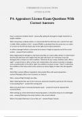 PA Appraisers License Exam Questions With Correct Answers