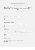 Plumbing Test Questions And Answers 100% Pass