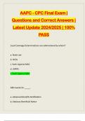 AAPC - CPC Final Exam | Questions and Correct Answers | Latest Update 2024/2025 | 100% PASS