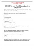 BTEC IT Level 3 - Unit 1 Exam Questions and Answers