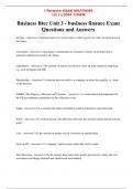 Business Btec Unit 3 - business finance Exam Questions and Answers