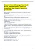 Nevada Funeral Arranger Test Study Guide, Nevada Funeral Arranger Questions With Detailed Answers |Graded A+