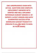 CNO JURISPRUDENCE EXAM WITH ACTUAL  QUESTIONS AND COMPLETE 100%CORRECT ANSWERS WITH VERIFIED AND WELL EXPLAINED RATIONALES ALREADY GRADED A+ BY EXPERTS |LATEST VERSION 2024 WITH GUARANTEED SUCCESS AFTER DOWNLOAD ALREADY PASSED!!!!!!! (PROVEN ITS ALL YOU N