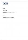 OCR A Level Physics B (Advancing Physics) H557/01 JUNE 2024 MARK SCHEME: Fundamentals of Physics