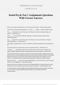 Social Psych Test 1 Assignments Questions With Correct Answers