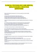 PSY 105D Clinical Psychology final exam practice questions with correct answers; graded A+